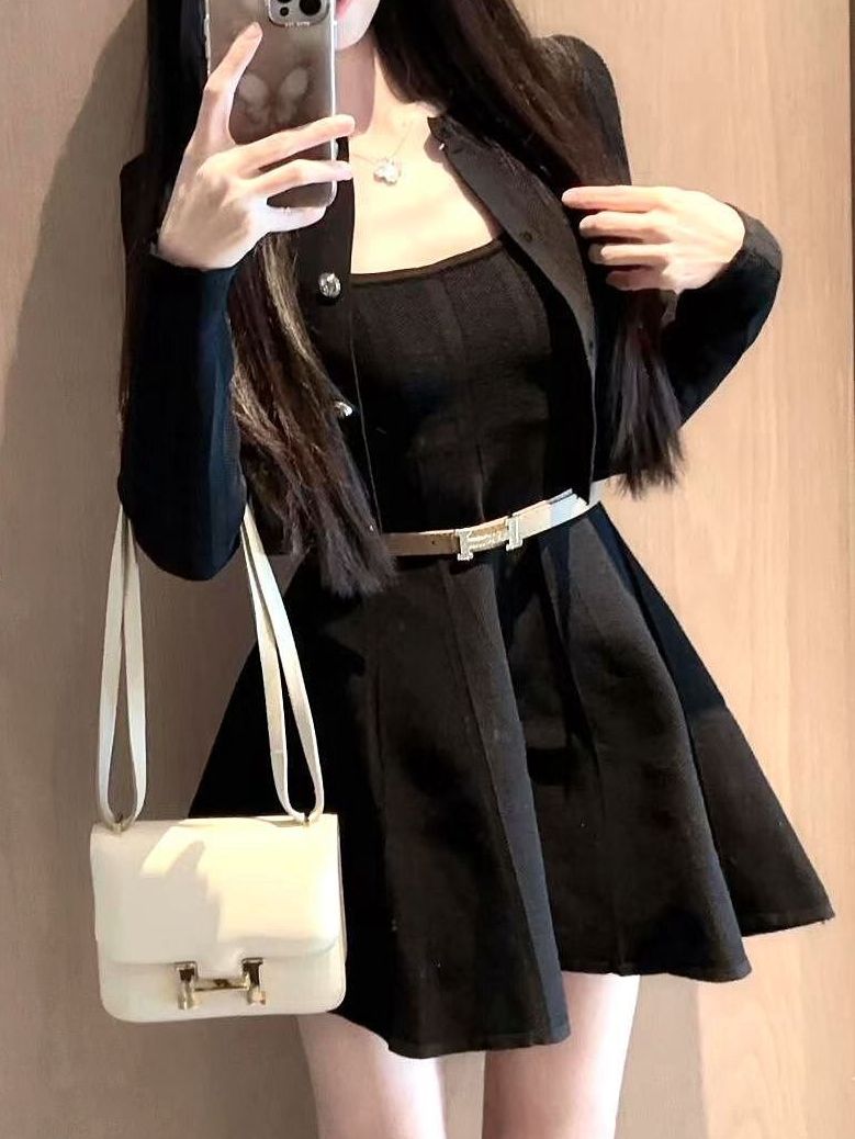 Embellish Knit - Vestido de Tricô de Outono/Inverno com