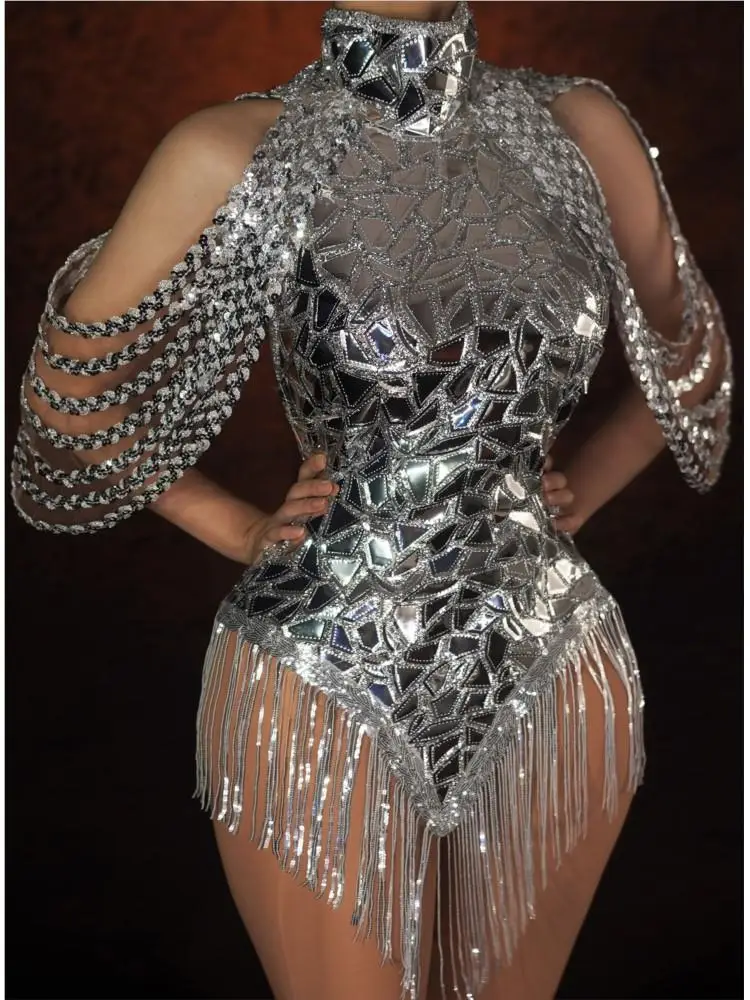 Rhinestone Banding Trim - Strass brilhante prata lantejoulas collant bling