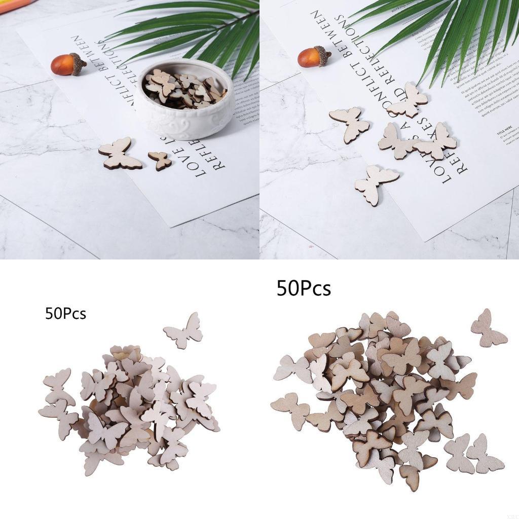 Christmas Craft Embellishment - 50 PCs para Butterfly Shapely Wooden