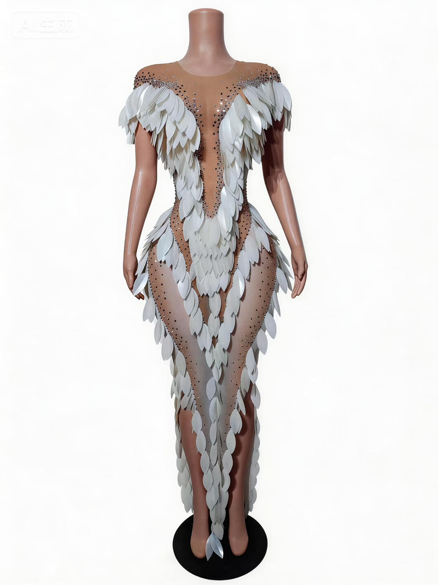 Embellish Knit - Vestido de Sereia Luxuoso Mobai com