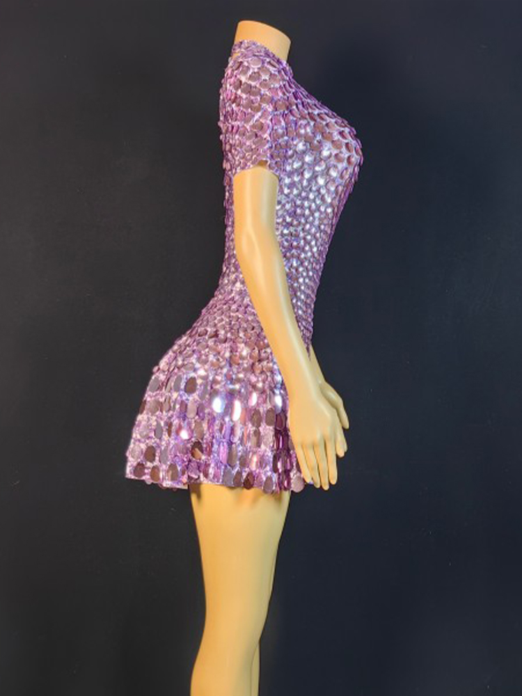 Lindo Lantejoulas Mini Vestido - Rhinestone Banding Trim avaliação e preço