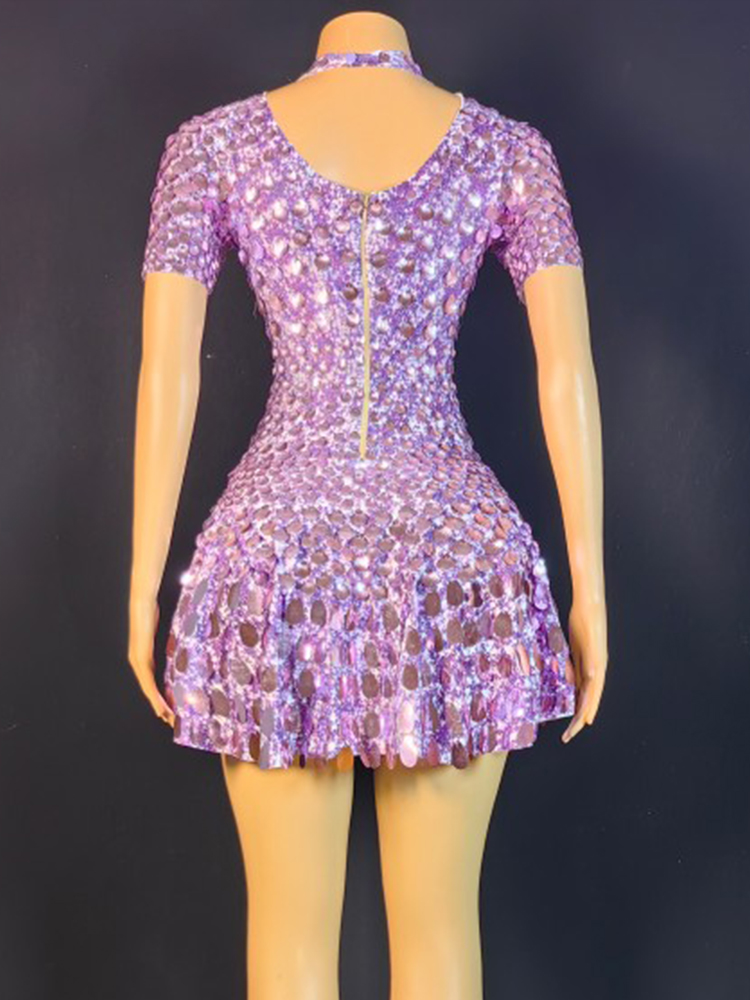 Lindo Lantejoulas Mini Vestido - Rhinestone Banding Trim avaliação e preço
