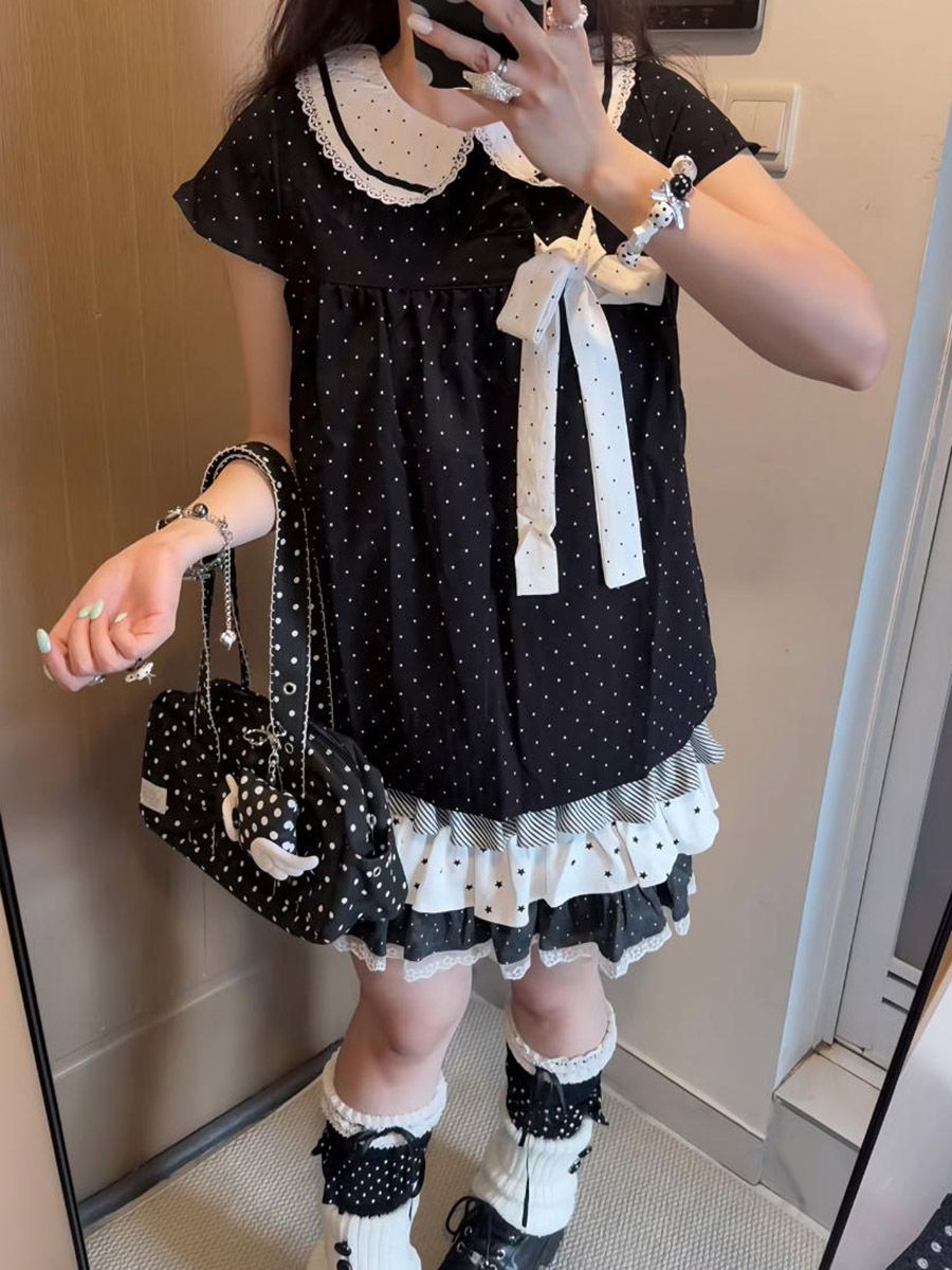 Conjunto de 2 Peças Y2K Kawaii - Lace Ribbon Trim avaliação e preço