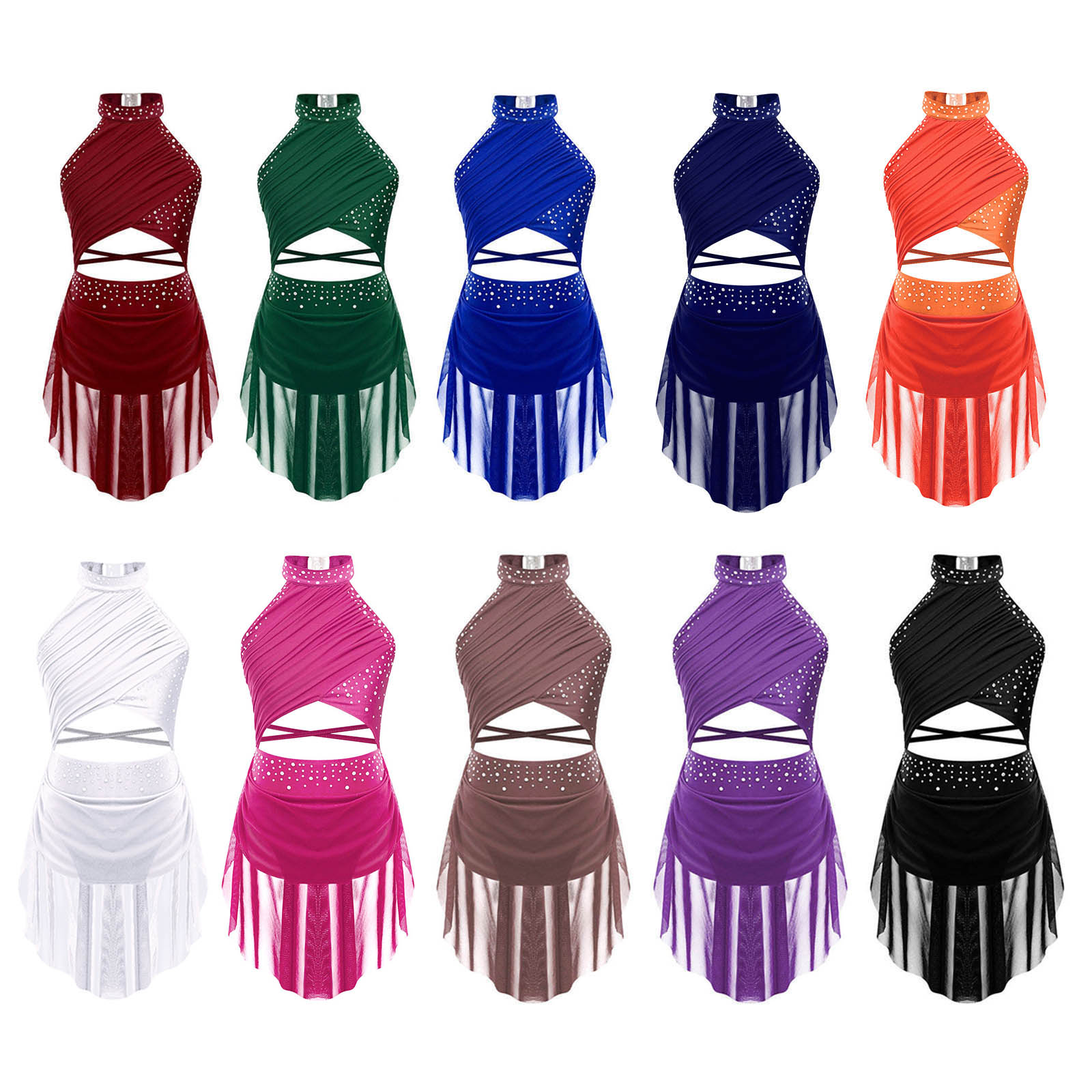 Crianças meninas ballet collan - Rhinestone Banding Trim avaliação e preço