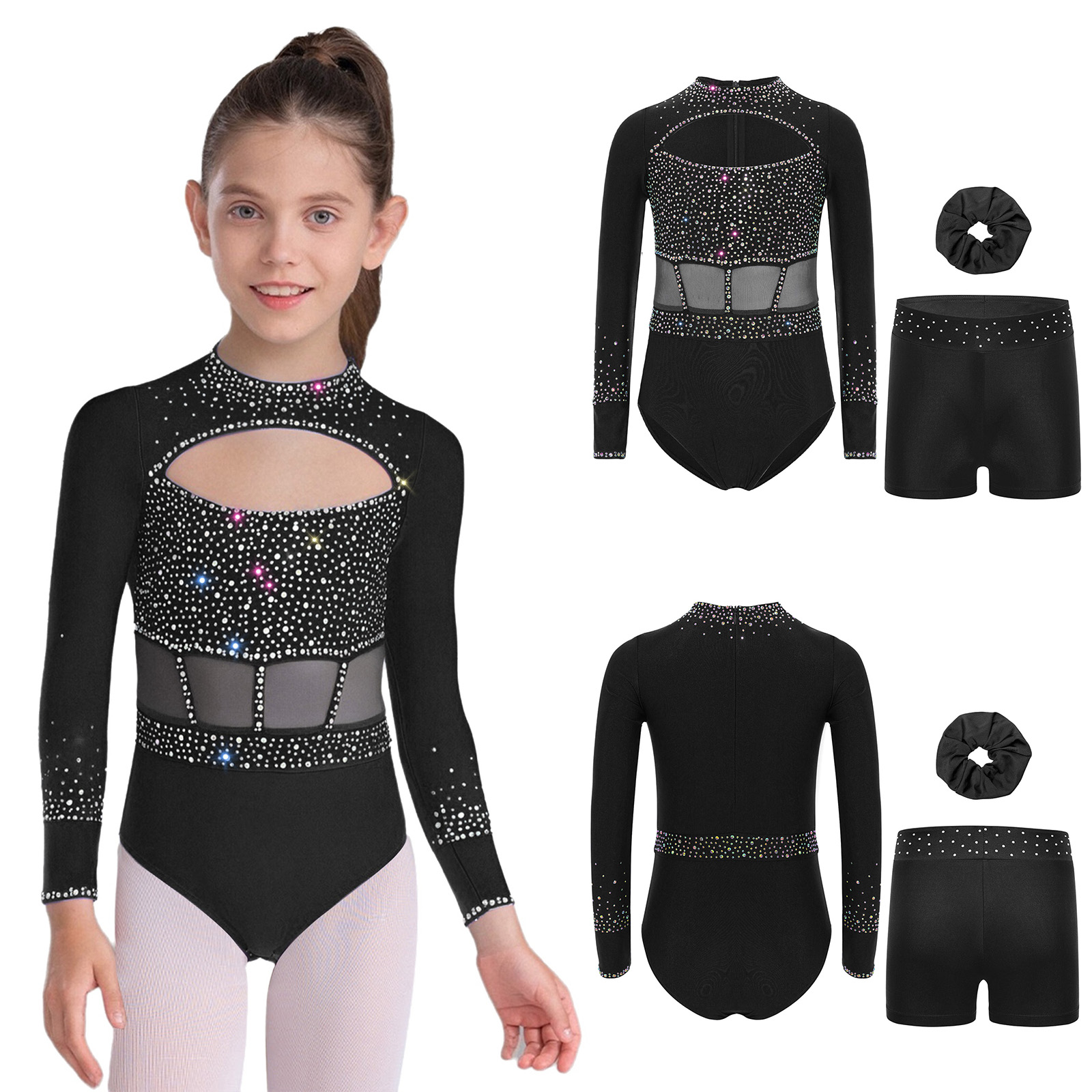 Body de dança de balé com stra - Rhinestone Banding Trim avaliação e preço